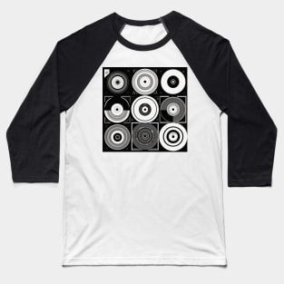 Vinyl Records Black and White 8k Retro Music Baseball T-Shirt